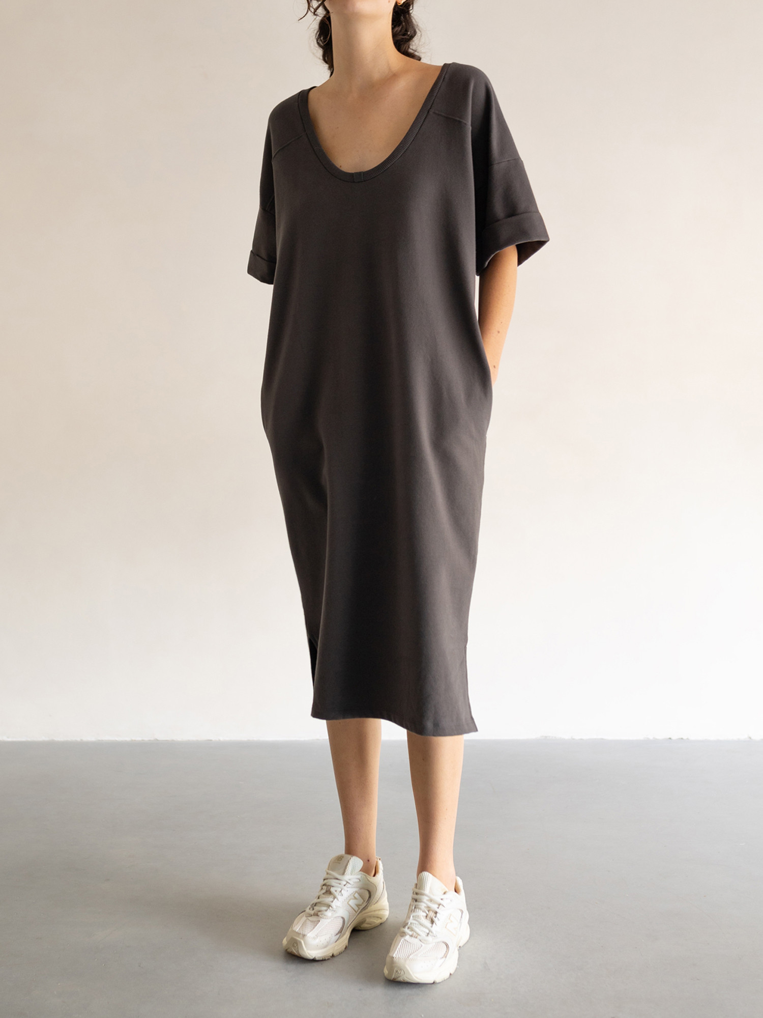Two-way scoop-neck sweat dress s/s - Dresses - soft, subtle, sincere