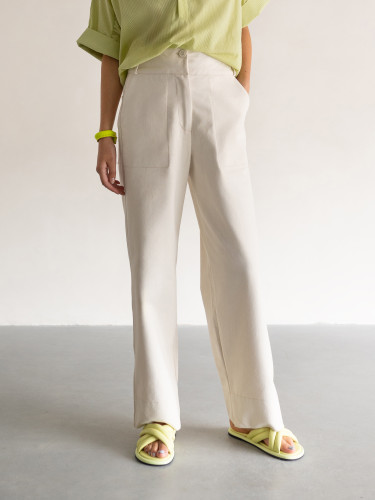 Undyed wide twill pants