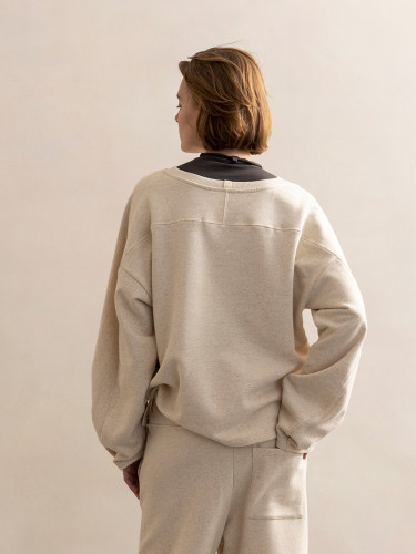 Loose sweat top l/s linen-blend