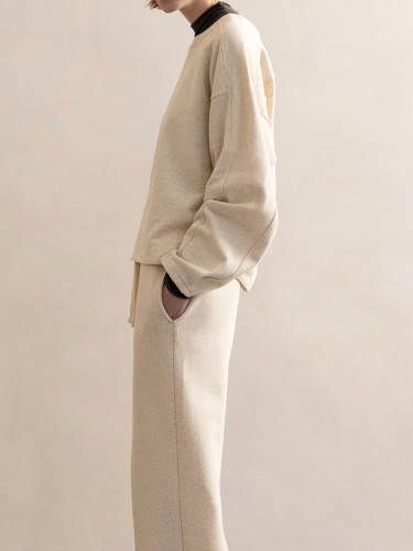 Loose sweat top l/s linen-blend