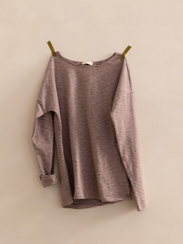 Dropped-shoulder top l/s stripes