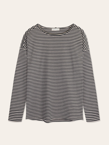 Dropped-shoulder top l/s stripes