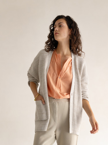 Seed-stitch chunky knit cardigan