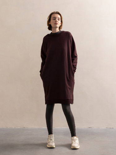 Dropped-shoulder sweater dress
