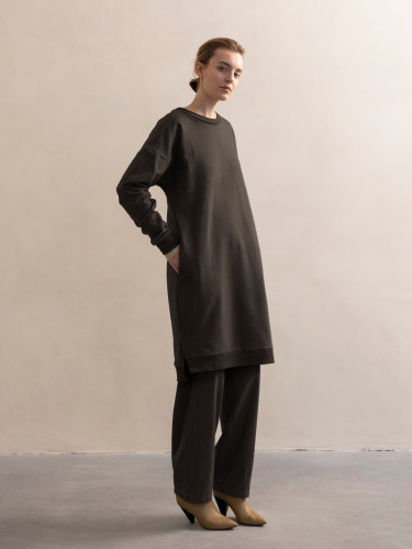 Dropped-shoulder sweater dress