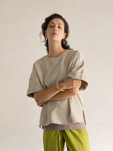 Short sleeve chunky sweat top