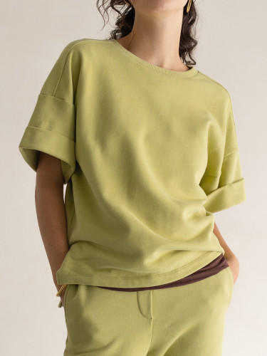 Short sleeve chunky sweat top